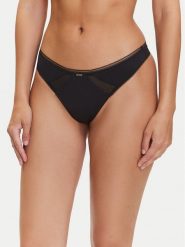 BOSS Stringi Pure 50545055 Czarny. Czarne stringi Boss, bez wzorów, z syntetyku. Za 139.99 zł.