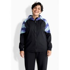 Damskie Lekka kurtka funkcyjna ochrona przed promieniowaniem UV 50+ kaptur. Czarne kurtki Ulla Popken, plus size, bez wzorów, z materiału, bez kaptura. Za 279.99 zł.