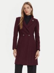 Rinascimento Płaszcz wełniany CFC0126218003 Bordowy Regular Fit. Czerwone płaszcze Rinascimento, na zimę, s, bez wzorów, z syntetyku, bez kaptura. Za 909.99 zł.