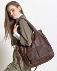Shopperka skórzana MARCO MAZZINI czekoladowa v234e. Brązowe torebki klasyczne bez wzorów, ze skóry, vintage, bez dodatków. Za 599.00 zł.