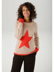 Aniston Sweter w kolorze beżowym rozmiar: 42. Brązowe swetry Aniston, bez wzorów, ze splotem, bez ramiączek. Za 52.42 zł.