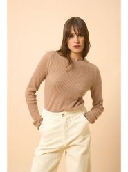 Just Cashmere Kaszmirowy sweter "Callie" w kolorze jasnobrązowym rozmiar: S. Brązowe swetry Just Cashmere, s, bez wzorów, z kaszmiru, bez ramiączek. Za 256.54 zł.