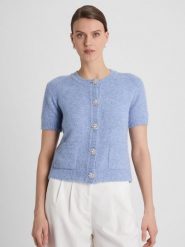 Guido Maria Kretschmer Damski kardigan z alpaką i wełną - Daphne Kobiety drobna dzianina niebieski jednolity, 36. Niebieskie swetry Guido Maria Kretschmer, z aplikacjami, z dzianiny, eleganckie, bez ramiączek. Za 449.95 zł.