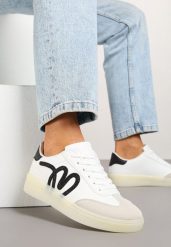 Białe Sneakersy Klasyczne Tenisówki z Abstrakcyjną Aplikacją Ailinne. Białe trampki Renee, z aplikacjami, z jeansu, eleganckie, bez zapięcia. W wyprzedaży za 67.99 zł.