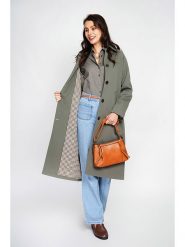 ASSUILI Trencz w kolorze khaki rozmiar: 42. Brązowe płaszcze Assuili, bez wzorów, klasyczne, bez kaptura. Za 347.99 zł.