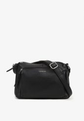 Czarna Torebka Trzykomorowa w Stylu Listonoszki Jenelira. Czarne shopper bag Renee, bez wzorów, z jeansu, eleganckie, bez dodatków. W wyprzedaży za 119.99 zł.