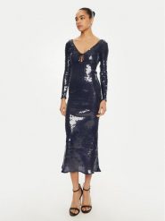 BARDOT Sukienka koktajlowa 58859DB Granatowy Regular Fit. Niebieskie sukienki Bardot, bez wzorów, z syntetyku, wizytowe, bez kołnierzyka, bez ramiączek. Za 399.99 zł.