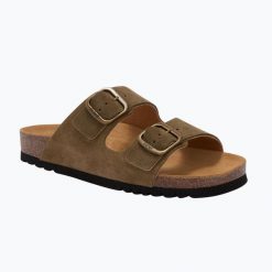 Klapki damskie Scholl Josephine Suede. Zielone klapki Scholl, bez wzorów, z materiału, eleganckie, bez obcasa, bez zapięcia. Za 409.99 zł.