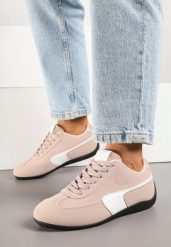 Różowe Sneakersy w Stylu Kultowych Tenisówek Virritia. Czerwone buty sportowe lifestyle Born2be, z aplikacjami, z jeansu, eleganckie, bez zapięcia. W wyprzedaży za 76.49 zł.