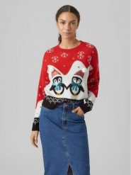 Vero Moda Sweter 10292664 Czerwony Regular Fit. Czerwone swetry Vero Moda, m, bez wzorów, z syntetyku, bez ramiączek. Za 159.99 zł.