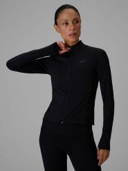 4F Bluza do jogi slim szybkoschnąca damska - czarna S. Czarne bluzy bez kaptura 4f, l, bez wzorów, z włókna, bez kaptura, na fitness i siłownię. Za 199.99 zł.