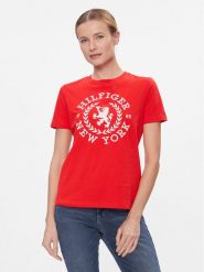 Tommy Hilfiger T-Shirt Reg Crest C-Nk Tee Ss WW0WW41058 Czerwony Regular Fit. Czerwone t-shirty Tommy Hilfiger, l, bez wzorów, z bawełny, bez kołnierzyka, bez ramiączek. Za 179.99 zł.