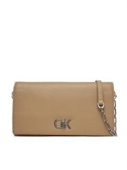 Calvin Klein Torebka Ck Mini Chain Bag K60K612806 Beżowy. Brązowe kopertówki Calvin Klein, bez wzorów, ze skóry, wizytowe, bez dodatków. Za 289.99 zł.