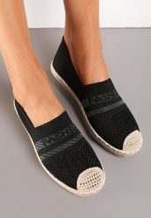 Czarne Espadryle z Plecioną Cholewką przed Kostkę Mokosa. Czarne espadryle Renee, z aplikacjami, boho, bez obcasa, na płaskiej podeszwie. W wyprzedaży za 35.99 zł.