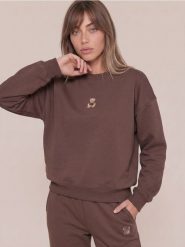 Bluza crewneck z motywem misia - brązowy. Brązowe bluzy bez kaptura Sinsay, l, bez wzorów, bez kaptura, do biegania. Za 39.99 zł.