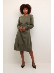 CULTURE Sukienka w kolorze oliwkowym rozmiar: XXL. Brązowe sukienki Culture, xxl, bez wzorów, bez kołnierzyka, bez ramiączek, midi, rozkloszowane. Za 136.78 zł.