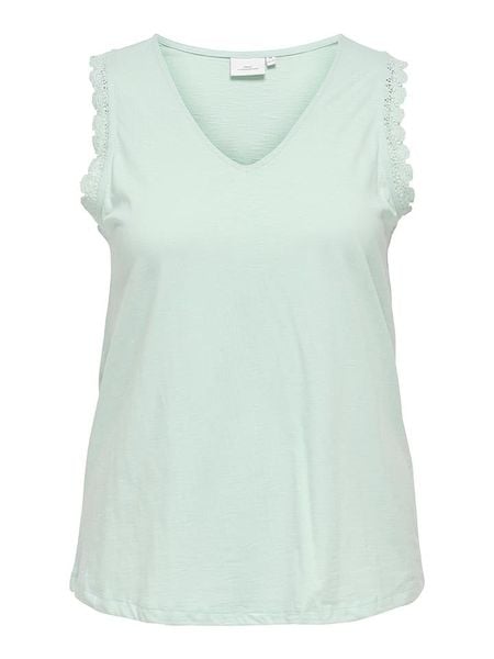 ONLY Carmakoma Top "Lila" w kolorze turkusowym rozmiar: 46/48. Niebieskie topy Only Carmakoma, bez wzorów, z bawełny, bez kołnierzyka, bez ramiączek. Za 41.79 zł.