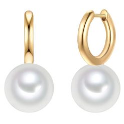 Yokoamii Kolczyki z mosiadzu w kolorze zlotym z perla (synth.) 1 ct Damski. Żółte kolczyki Yokoamii, z perłą, pozłacane. Za 149.99 zł.