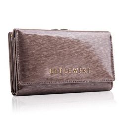 Portfel damski BETLEWSKI ZBPD-BS-108 SZARY. Szare portfele Betlewski, bez wzorów, z lakierowanej skóry. Za 139.00 zł.