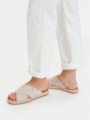 MICHAEL Michael Kors Klapki Kenzie 40S6KZFS2D Beżowy. Brązowe klapki MICHAEL Michael Kors, bez wzorów, z materiału, bez obcasa, bez zapięcia. Za 322.99 zł.