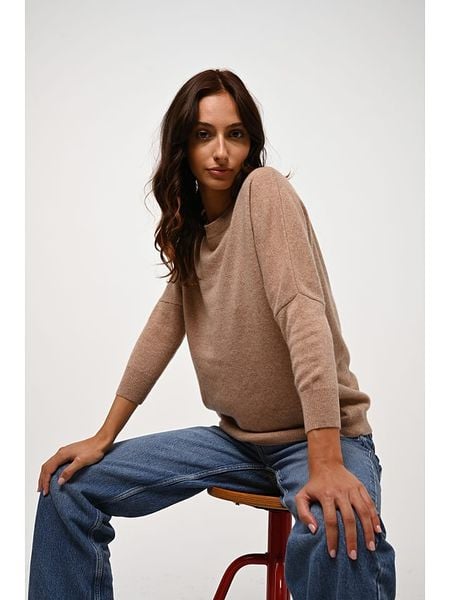 AUTHENTIC CASHMERE Kaszmirowy sweter "Goléon" w kolorze beżowym rozmiar: XL. Brązowe swetry AUTHENTIC CASHMERE, xl, bez wzorów, z kaszmiru, bez ramiączek. Za 391.99 zł.