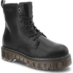 Glany damskie Big Star, cholewka ze skóry ekologicznej z wysoką cholewką i klasycznym sznurowaniem masywna podeszwa, KK274537,. Czarne botki BIG STAR, z aplikacjami, ze skóry ekologicznej, klasyczne, przed kolano, bez obcasa, na płaskiej podeszwie, bez zapięcia. Za 219.00 zł.