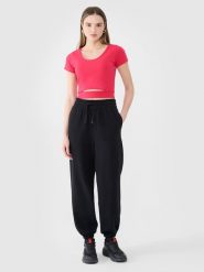 4F Spodnie dresowe joggery damskie - czarne XXL. Czarne spodnie dresowe 4f, bez wzorów, z bawełny, sportowe. W wyprzedaży za 119.99 zł.