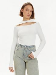 Gina Tricot Bluzka 21463 Biały Regular Fit. Białe bluzki Gina Tricot, xxl, bez wzorów, z syntetyku, bez kołnierzyka, bez ramiączek. Za 69.99 zł.