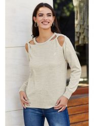 LA Angels Sweter w kolorze beżowym rozmiar: S. Brązowe swetry LA Angels, s, bez wzorów, z bawełny, bez ramiączek. Za 145.95 zł.