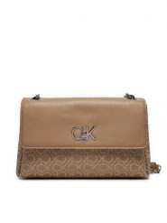 Calvin Klein Torebka Re-Lock Conv Shoulder Bag_Jqc K60K612641 Beżowy. Brązowe torebki klasyczne Calvin Klein, bez wzorów, z materiału, bez dodatków. Za 369.99 zł.