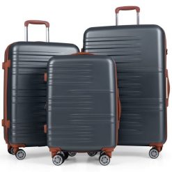 Zestaw 3 walizek podróżnych na kółkach. Brązowe walizki Costway. Za 446.00 zł.