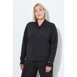 Damskie Bluza dresowa funkcyjna stójka otwór na kciuk z recyklingu. Czarne bluzy Ulla Popken, plus size, bez wzorów, z dresówki, bez ramiączek, bez kaptura. W wyprzedaży za 223.99 zł.