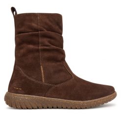 Botki Josef Seibel. Brązowe botki Josef Seibel, bez wzorów, bez obcasa, na płaskiej podeszwie, bez zapięcia. Za 499.99 zł.