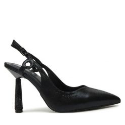 Sandały Menbur. Czarne sandały Menbur, bez wzorów, bez obcasa, na szpilce, bez zapięcia. Za 359.99 zł.