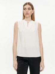 Calvin Klein Bluzka K20K207063 Écru Regular Fit. Bluzki Calvin Klein, bez wzorów, z syntetyku, bez kołnierzyka, bez ramiączek. Za 239.99 zł.
