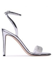 Giuseppe Zanotti Sandały E300010 Srebrny. Szare sandały GIUSEPPE ZANOTTI, bez wzorów, z tworzywa sztucznego, bez obcasa, na szpilce, bez zapięcia. Za 2,249.00 zł.