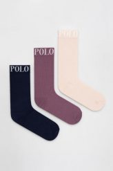 Polo Ralph Lauren skarpetki 3-pack damskie kolor granatowy. Niebieskie skarpetki Polo Ralph Lauren, bez wzorów. W wyprzedaży za 104.99 zł.