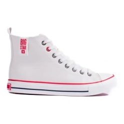 Wysokie białe trampki damskie Big Star JJ274132. Białe trampki bez wzorów, retro, bez zapięcia. Za 202.10 zł.