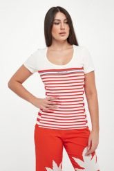 T-shirt damski w paski SPORTALM. T-shirty Sportalm, bez wzorów, bez kołnierzyka, bez ramiączek. Za 839.00 zł.