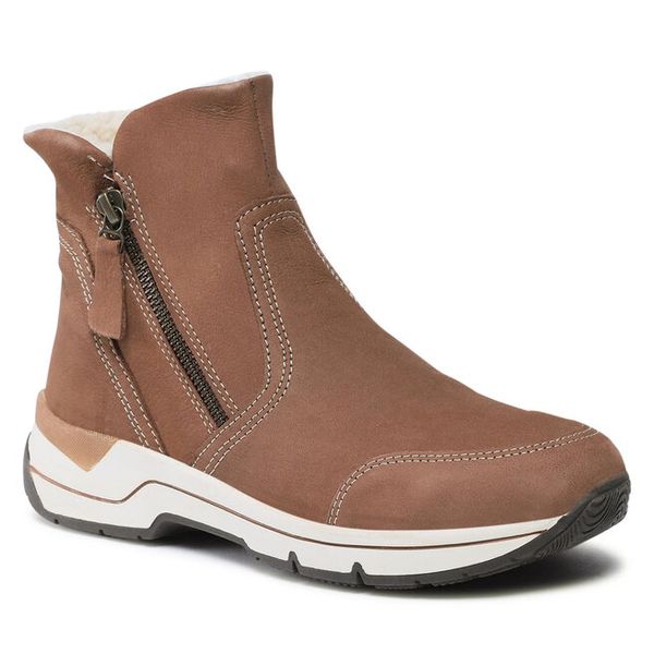 Botki Go Soft. Brązowe botki GO SOFT, bez wzorów, bez obcasa, na płaskiej podeszwie, bez zapięcia. Za 269.99 zł.