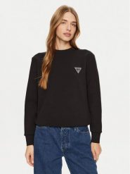 Guess Bluza Ann V4BQ23 KBCK2 Czarny Regular Fit. Czarne bluzy Guess, xxs, z aplikacjami, z syntetyku, bez kaptura. Za 179.99 zł.