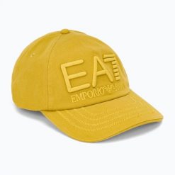 Czapka z daszkiem EA7 Emporio Armani Train Logo Series Embroidered. Żółte czapki z daszkiem EA7 Emporio Armani, bez wzorów, z bawełny, eleganckie. Za 229.99 zł.