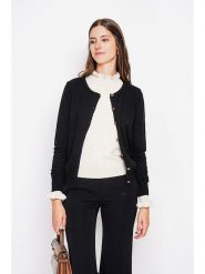 ASSUILI Kardigan w kolorze czarnym rozmiar: 38. Czarne swetry Assuili, bez wzorów, klasyczne, bez ramiączek. Za 113.99 zł.