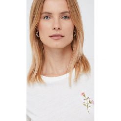 Vero Moda t-shirt bawełniany kolor beżowy. Brązowe t-shirty Vero Moda, l, bez wzorów, z bawełny, bez kołnierzyka, bez ramiączek. W wyprzedaży za 51.99 zł.