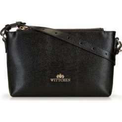 Damska listonoszka 2 w 1 ze skóry lizard trzykomorowa. Czarne listonoszki Wittchen, bez wzorów, ze skóry, eleganckie, na ramię, małe, bez dodatków. W wyprzedaży za 239.90 zł.