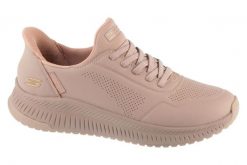 Buty sportowe Sneakersy damskie, Slip-Ins: Bobs Squad 4 - Key Look. Czerwone buty treningowe Skechers, bez wzorów, z materiału, przed kostkę, bez zapięcia, trekkingowe. Za 289.99 zł.
