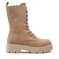 Botki JENNY. Brązowe botki Jenny, bez wzorów, bez obcasa, na płaskiej podeszwie, bez zapięcia. Za 119.99 zł.