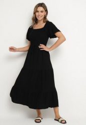 Czarna Sukienka z Wiskozą Lnem i Elastyczną Górą Ellisena. Czarne sukienki Born2be, na co dzień, m, bez wzorów, z wiskozy, eleganckie, bez kołnierzyka, bez ramiączek, midi, proste. W wyprzedaży za 84.99 zł.