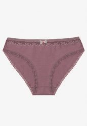 Fioletowe Bawełniane Majtki Typu Figi z Koronką i Kokardą Zeteria. Fioletowe figi Born2be, bez wzorów, z bawełny. Za 9.99 zł.