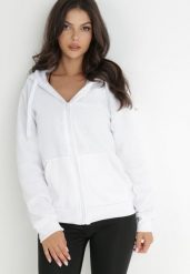 Biała Bluza z Kapturem Sithi. Białe bluzy Born2be, l, bez wzorów, z jeansu, klasyczne, bez ramiączek, z kapturem. Za 49.99 zł.